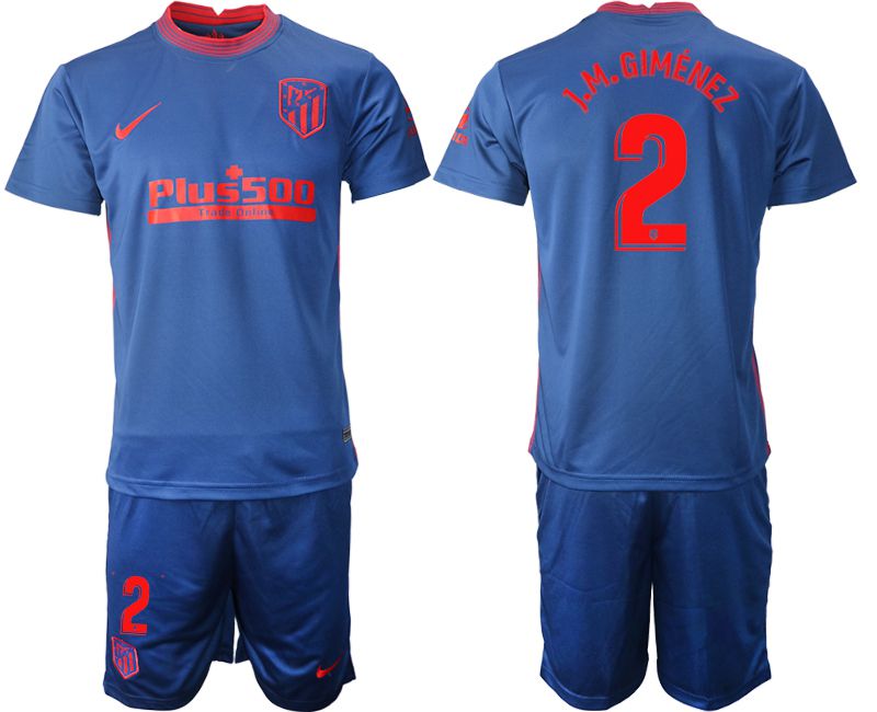 Men 2020-2021 club Atletico Madrid away #2 blue Soccer Jerseys